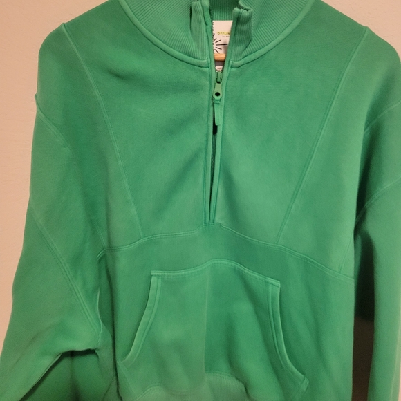 AERIE kelly green quarter zip sweatshirt size large NEW - Picture 2 of 5